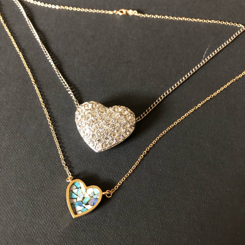 Two heart necklaces bundle